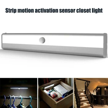

Motion Sensor Wardrobe Light Closet LED Auto On/Off Sensing Night Lights Portable Cordless Light Bar for Cabinet Stairs CLH