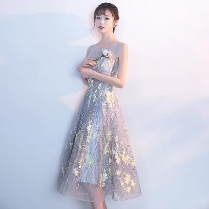

Very Fairy Evening Dress 2019 New Style Mid-length Banquet Debutante Bridesmaid Small Dress Women's Elegant Usually Wearable
