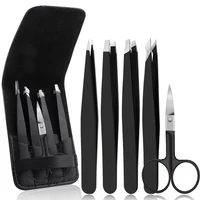 4/5Pcs Extension Tweezers Set Stainless Professional Eye Lashes Extension Tweezers Eyebrow Tongs Clip Scissors Cosmetic Tools 1