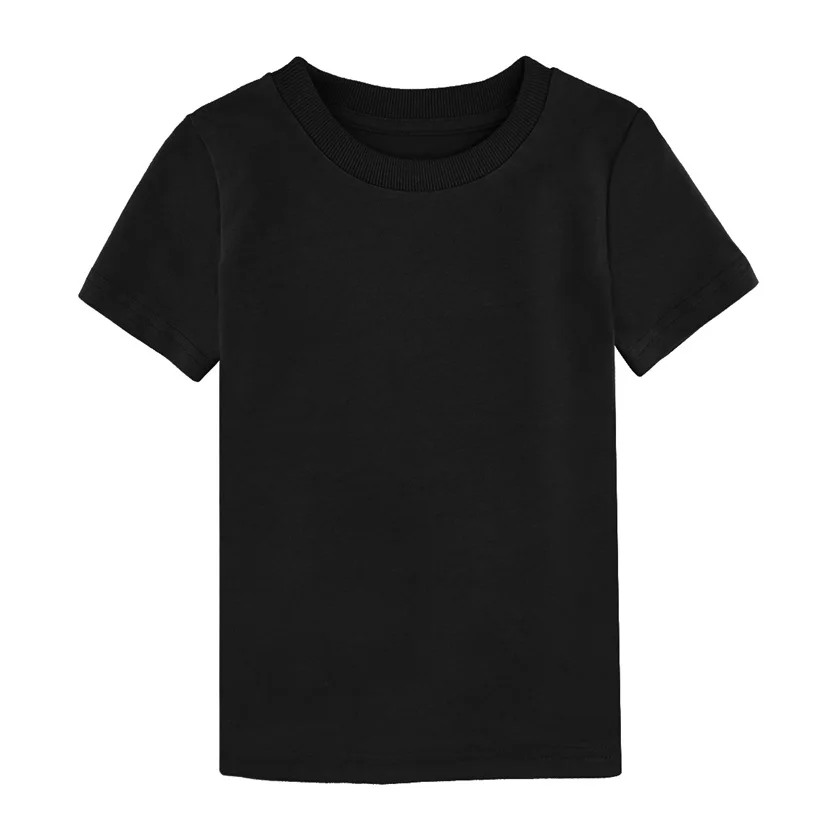 Простая футболка для маленьких мальчиков и девочек летняя футболка для малышей Однотонная футболка для малышей пустые майки для малышей детская футболка из тяжелого хлопка - Цвет: Black