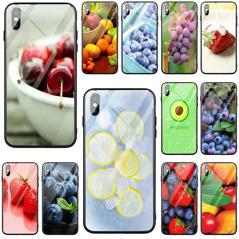 Tempered Glass Mobile Phone Cases for iPhone 5 5S SE 8 7 6 6S Plus X XR XS Max Cover Shell Lovely Summer Fruits Lemon Watermelon | Мобильные