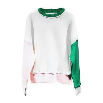 

2020 Fashion TB THOM Brand Women Sweatshirts Hoodies Patchwork Casual Loose Sportswear Coat Panelled Pullovers Ladys Clothing