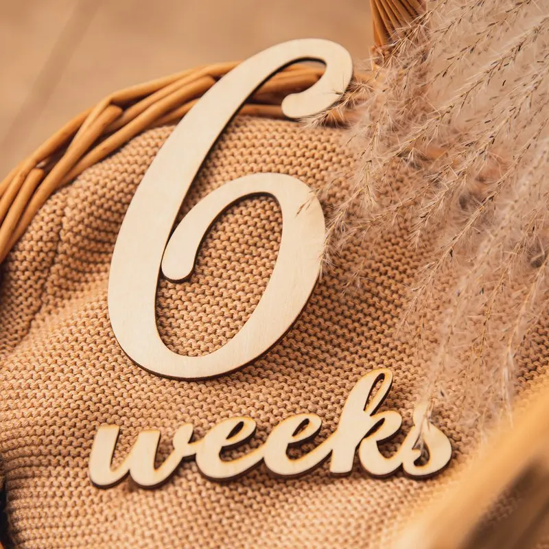 19 unids/lote bebé tarjetas de hito de madera fotografía hitos Memorial mensual recién Commemorativenir recién nacido accesorios de la foto