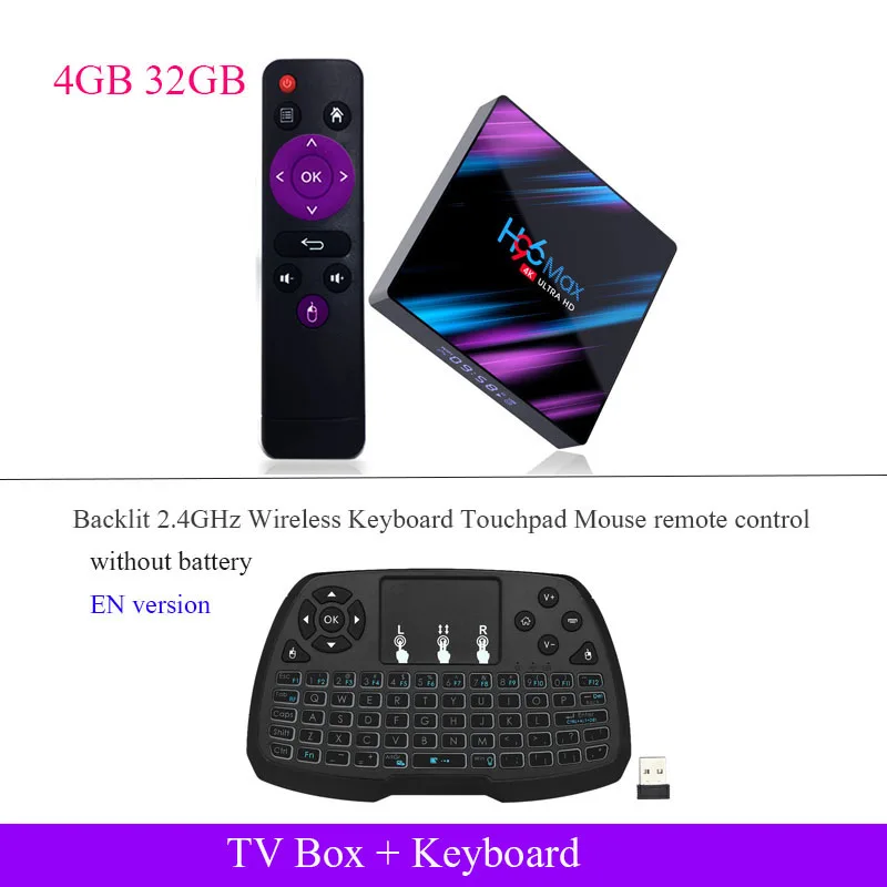 32GB box EN keyboard H96 Max ТВ приставка Android 9,0 RK3318 четырехъядерный 64 бит UHD 4K Смарт ТВ приставка 2,4G/5G WiFi BT4.0 HD медиаплеер Android приставка ТВ - Цвет: 32GB box EN keyboard
