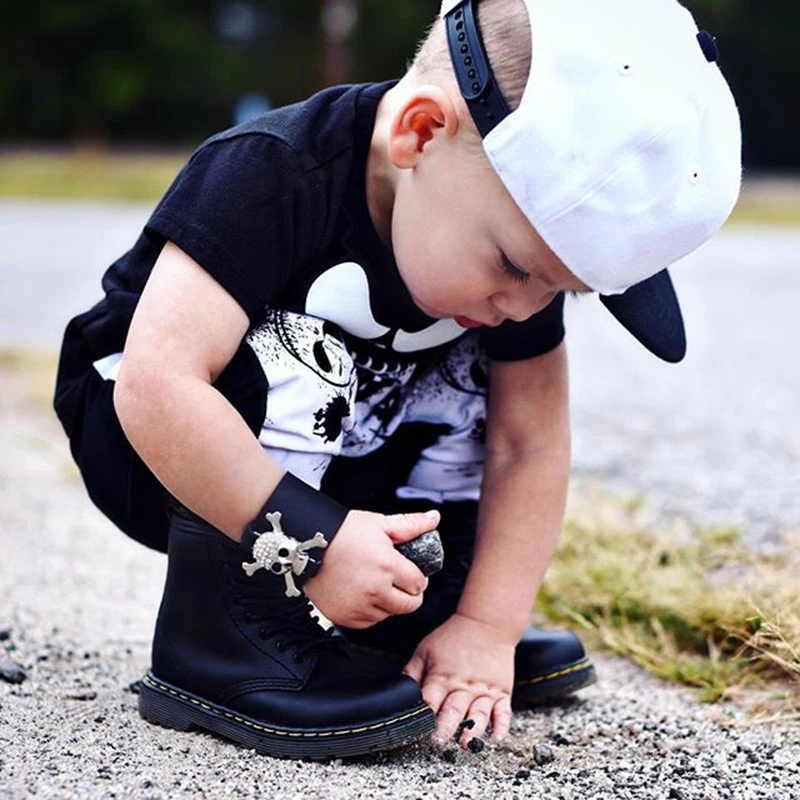 0-4T Halloween costume for kids Newborn Baby Boy Skull Funny Cute Short Sleeve Tops T-shirt Pants Clothes set Children Clothing