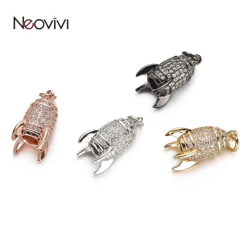 

Neovivi Rocket Charm Pendants Shiny Micro Pave White Zircon Pendant for Jewelry Making Women Handmade Necklaces DIY Accessories