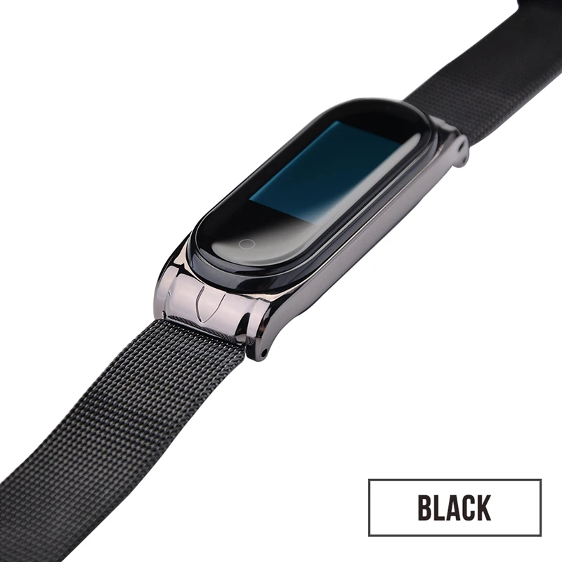 Black Hangrui mi Band 4 сменный металлический ремешок на запястье для Xiaomi mi Band 4 3 Xio mi браслет из нержавеющей стали 4 mi 3 браслет - Color: Black