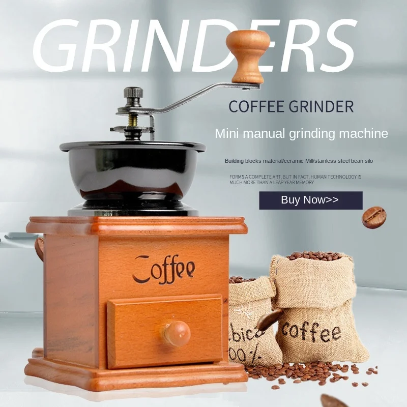 

Retro Hand-Cranking Coffee Machine Small Building Blocks Grain Grinding Machine Adjustable Household Manual Coffee Grinder