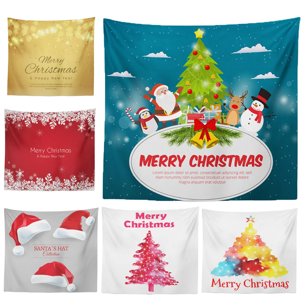 

Merry Christmas Tapestry Tree Elk Santa Claus Bell Tapestry Party Decor Wall Hanging Curtain Home Decoration Accessories