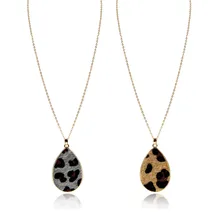Высокое качество повседневное женское длинное ожерелье леопардовая кожа печать воды подвеска в форме капли ожерелье для женщин Pary аксессуары
