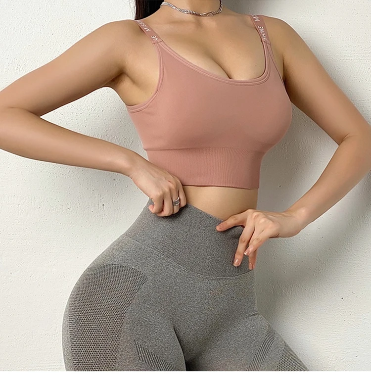 PEARLYNN Harness Sports Bra Women Unwired Active Underwear Push Up Without Bones Gym Seamless Sportswear Crop Top For Fitness