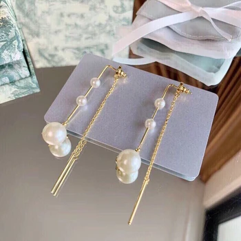 

Long Pearl Earrings Women Classic Jewelry Trendy Stud Dangle Earrings Female