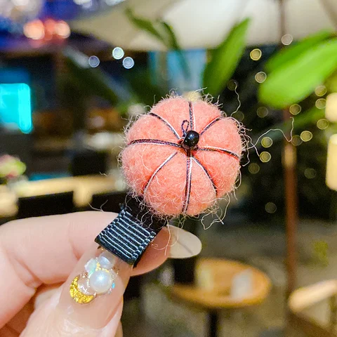 Winter Children Cute Nylon Pumpkin Ornament Hair Clips Baby Girls Lovely Colorful Barrettes Hairpins Kids Hair Accessories