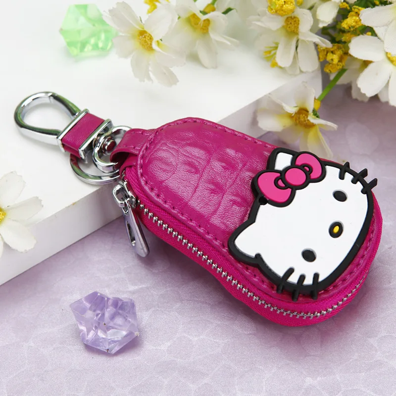 Style8 Милый мультяшный брелок Hello Kitty, модный кожаный кошелек на молнии, брелок для женщин и девочек, брелок для ключей, автомобильный Шарм, ювелирное изделие, подарок - Цвет: Style8