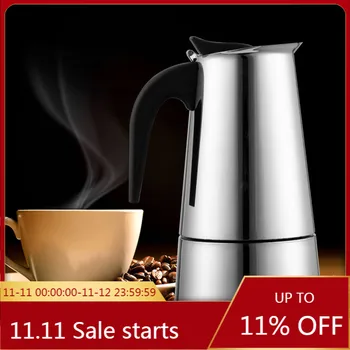 

European Moka Coffee Pot Stainless Steel Mocha Latte Espresso Portable Coffee Maker Coffee Kettle Pot Percolator Home Coffeeware