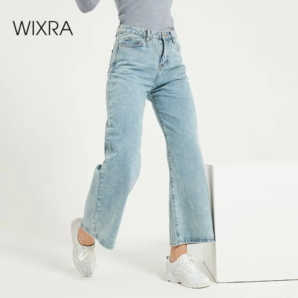 Wixra Womens Jeans High Waist Wide Leg Denim Blue Vintage Quality Casual Straight Pants Streetwear New Wixra Womens Jeans High Waist Wide Leg Denim Blue Vintage Quality Casual Straight Pants Streetwear New