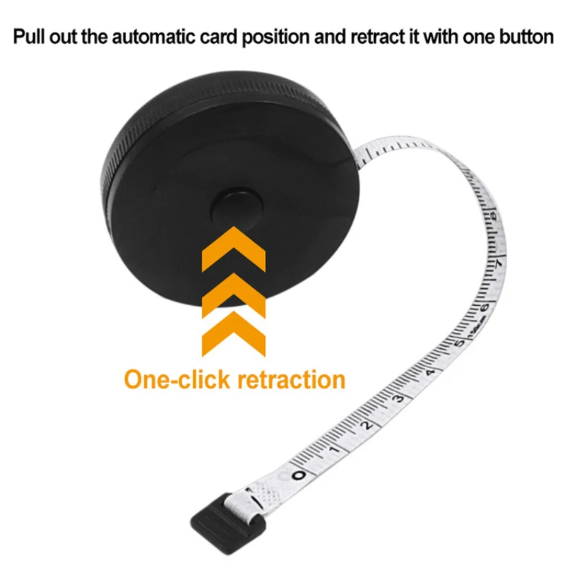 1.5m/60inch Black / White Tape Measures Dual Sided Retractable Tools Automatic ABS Flexible Mini Sewing Button Measuring Tape tape measure measuring tape