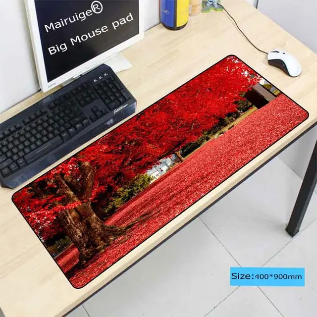 Red Autumn Trees Large Gaming Lockedge Mouse Mat Keyboard Pad Desk