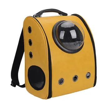 

Ship From RU PU Leather Pet Carrier Backpack Cat Dog Breathable Safety Backpack Space Capsule Shaped Small Puppy Travel Bag