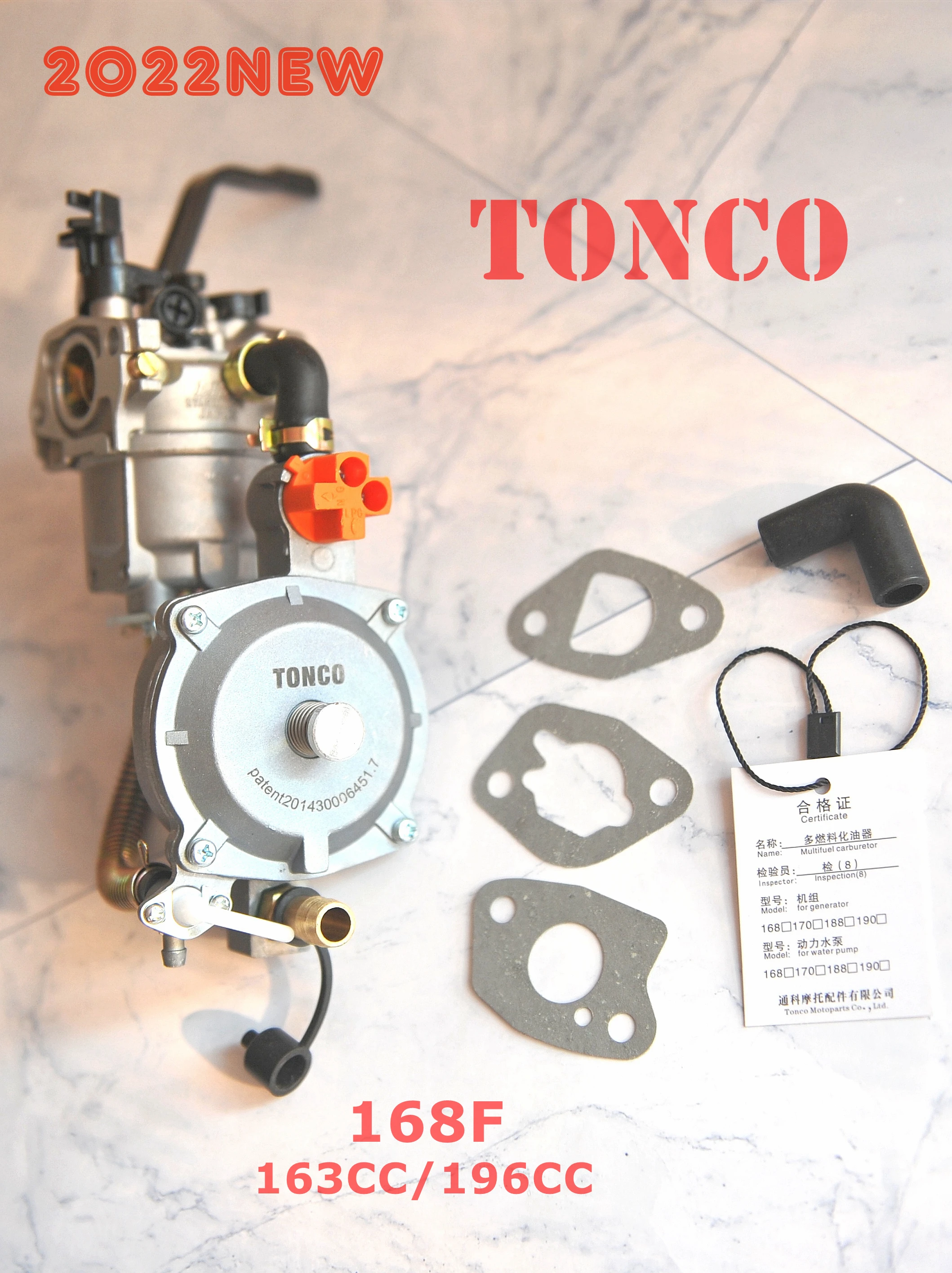 168F TONCO Dual Fuel Carburetor for Gasoline Generator GX160 LPG NG Conversion Kits 2KW 2.5KW+ scarf dual fuel carburetor