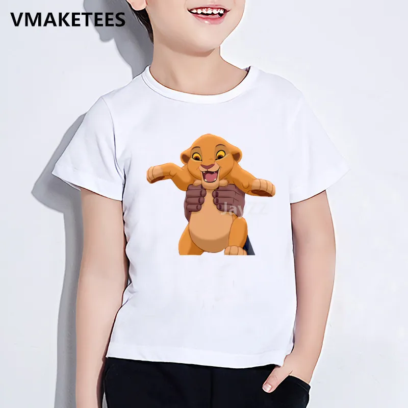 Детская Милая футболка с принтом «Simba», «Король Лев» Детская забавная одежда летняя белая футболка для маленьких мальчиков и девочек HKP5315 - Цвет: HKP5315H