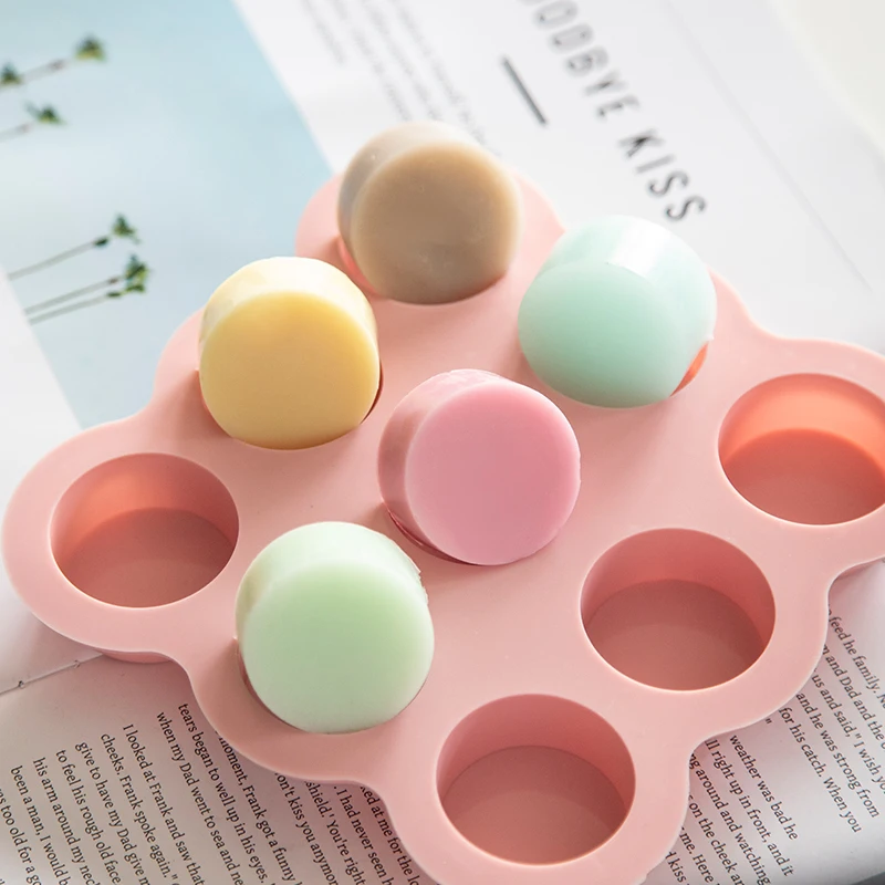 9 Cavities Cylindrical Mold Handmade Soap Silicone Mold DIY Cake Chocolate Silicone Liquid Crafts Cake Making Tools