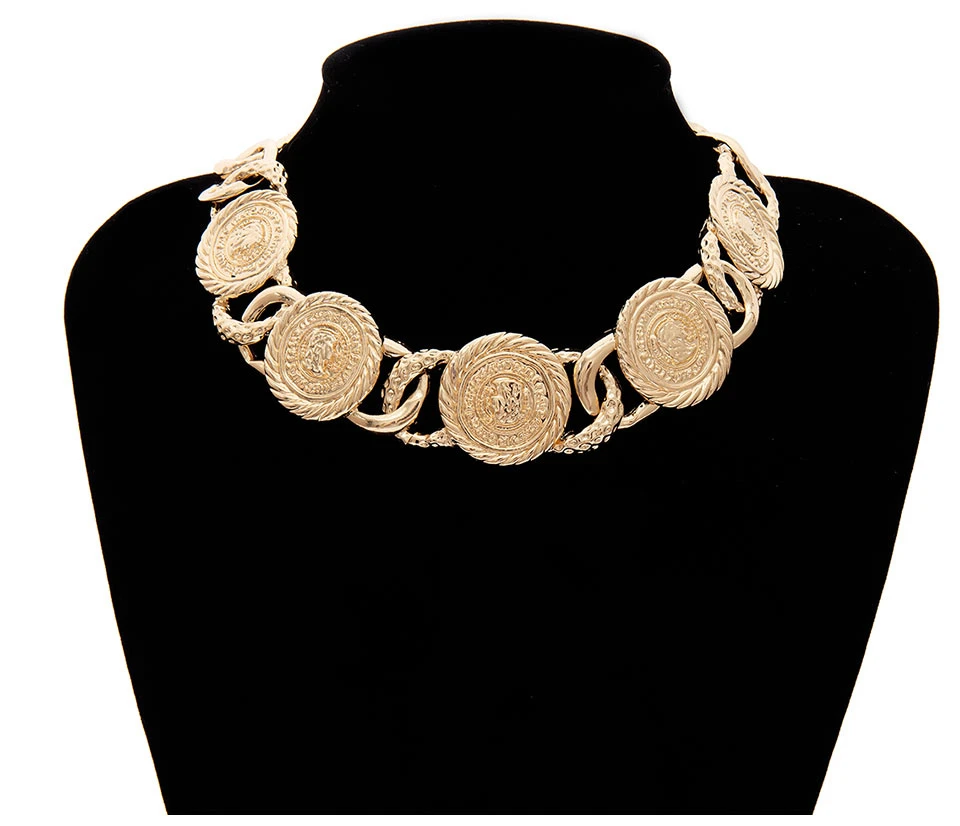 Youvanic, Ретро стиль, панк, портретная цепочка, чокер, короткая большая монета, ожерелье, массивное ожерелье для ключицы, для женщин, ювелирное изделие 2383