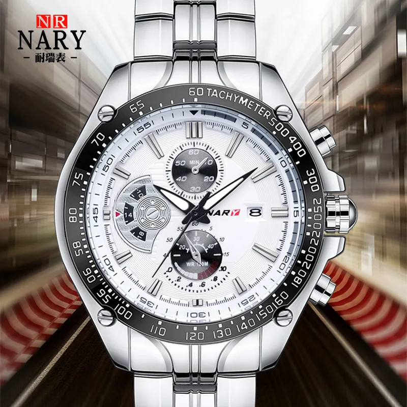 

Nary/NARY Cross Border Popular Hot Selling Glorious Watch Men Steel Belt Calendar Waterproof Sports Quartz Watch 8026