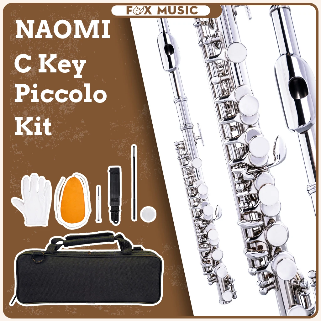 Professional Concert Level Cupronickel Silver Color Key of C Piccolo w/Carring Case+Tuning Rod+Cloth+Joint Grease+Gloves