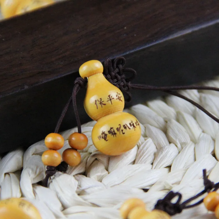 Персиковый деревянный брелок Подвеска сумка «Lucky gourd» орнамент приносит ключ безопасности орнамент кулон маленькие аксессуары из горлянки