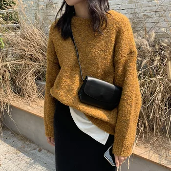 

Round neck regular sleeve sweaters women winter Korean casual Pullover loose edition polyester comfortable warm sweaters women