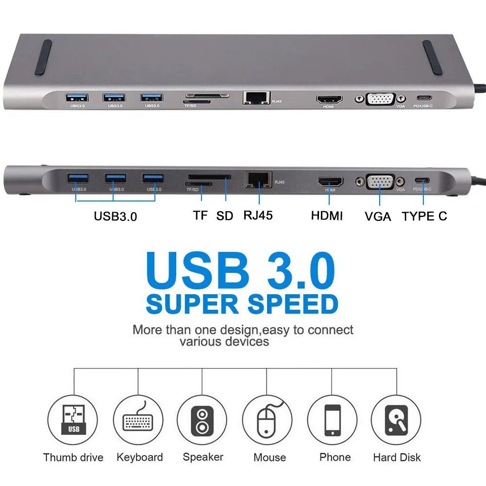 Usb Сплиттер типа c HDMI 4K /SD/TF Card Reader/ PD аудио зарядка/RJ45 адаптер для MacBook Pro USB C HUB к