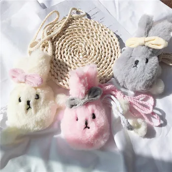 

Cute Plush Rabbit Protective Bag for AirPods1/2 Earphone Case for Apple Wireless Storage Box Drop-proof Lanyard Cute Case