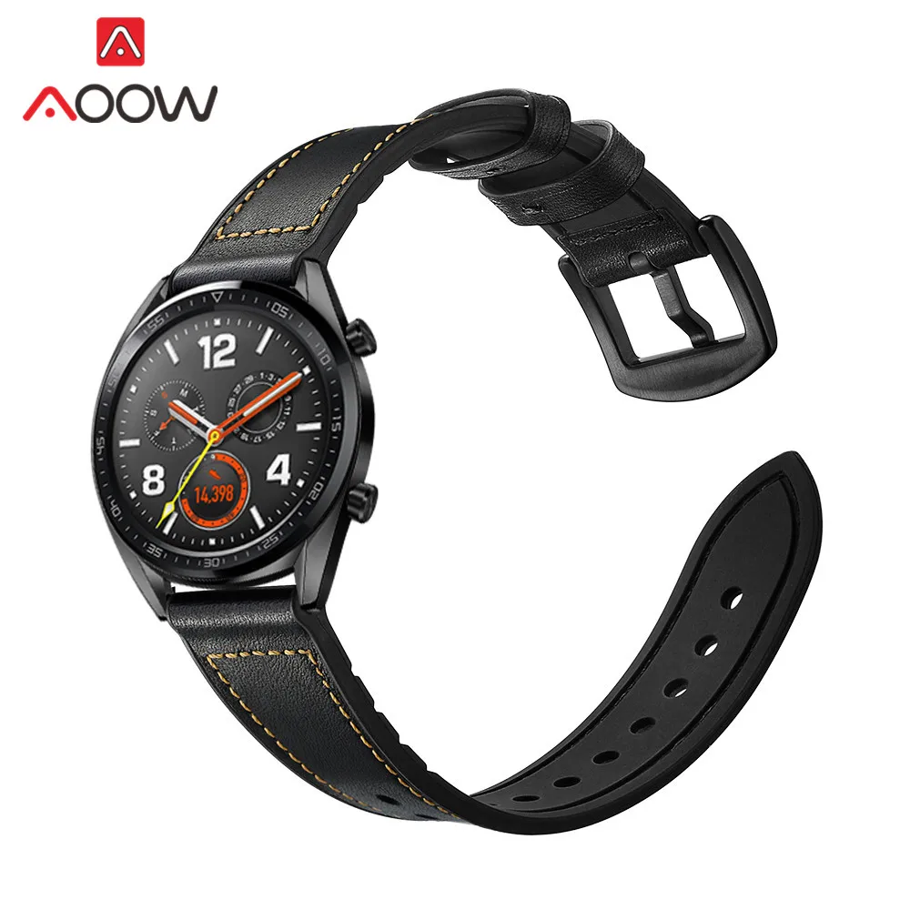 22 мм ремешок из натуральной кожи для huawei Watch GT 46 мм Honor Magic сменный ремешок браслет для samsung gear S3 Frontier