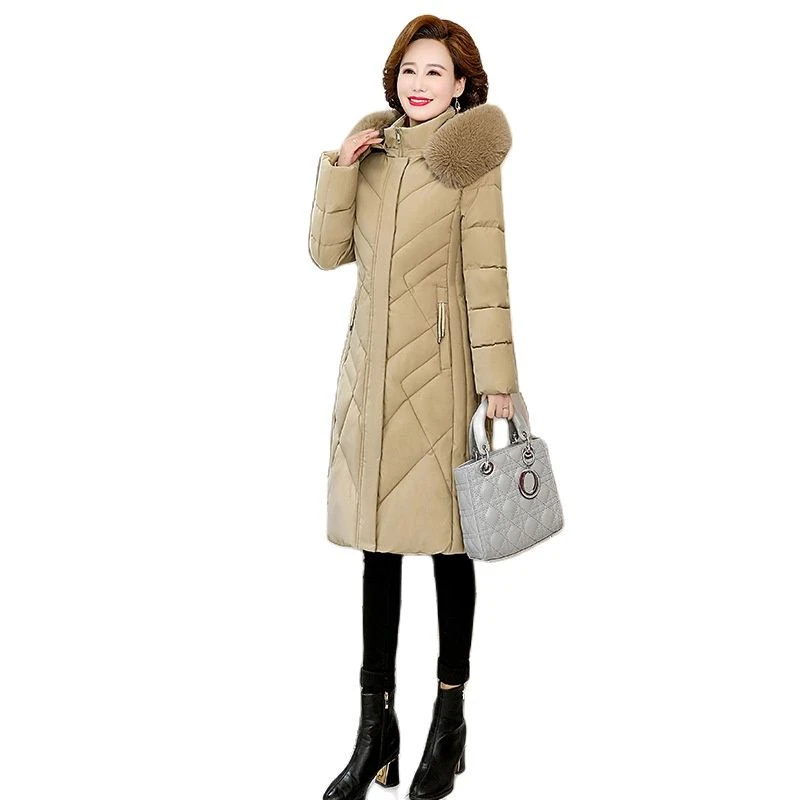 Women Warm Long Coat Puffer Faux Fur Collar Hooded Jacket Parka Overcoat US