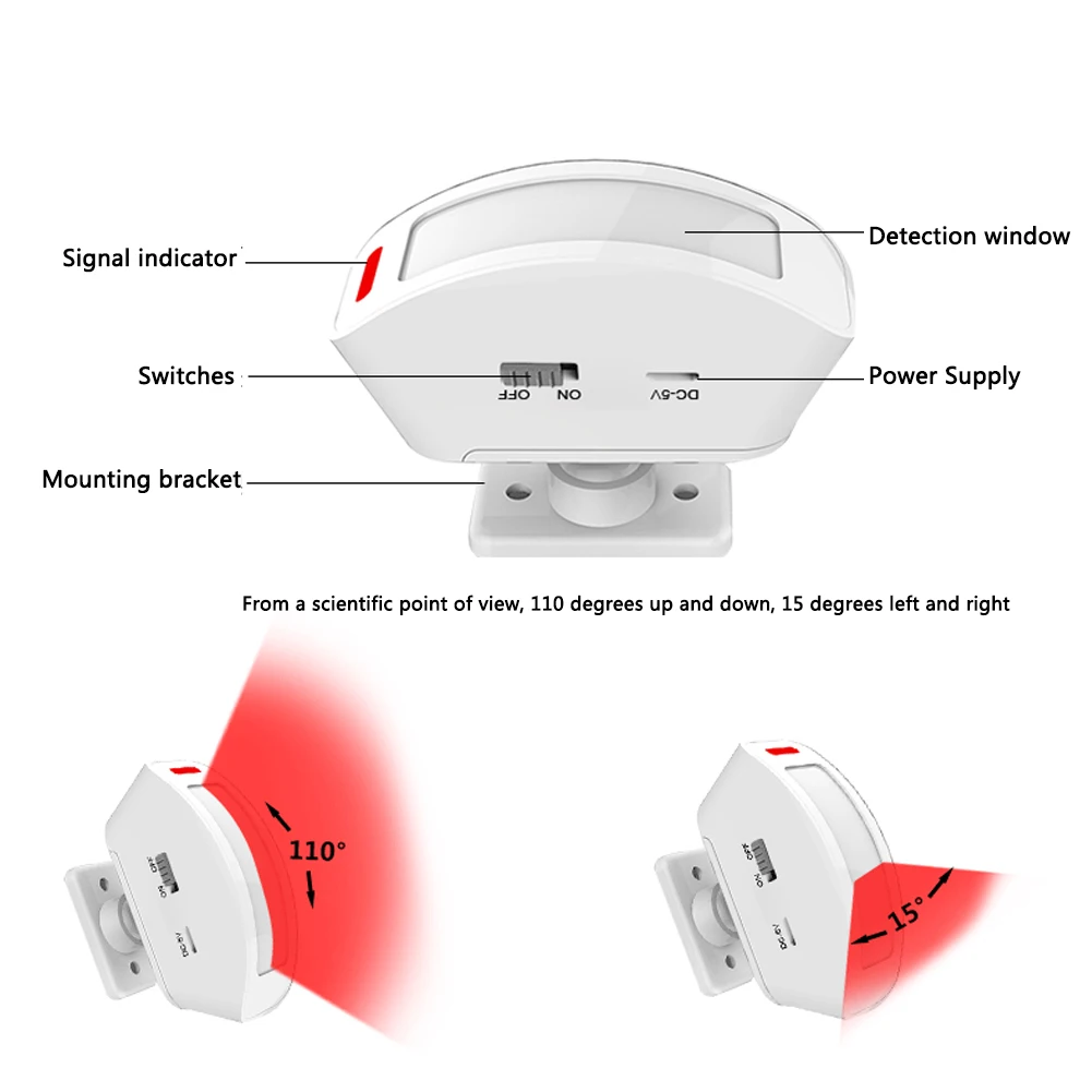 

Music Entry Hotel Safety Guest Welcome Home Door Bell Sensor Split Switch Transmitter Receiver Wireless Motion Voice Induction