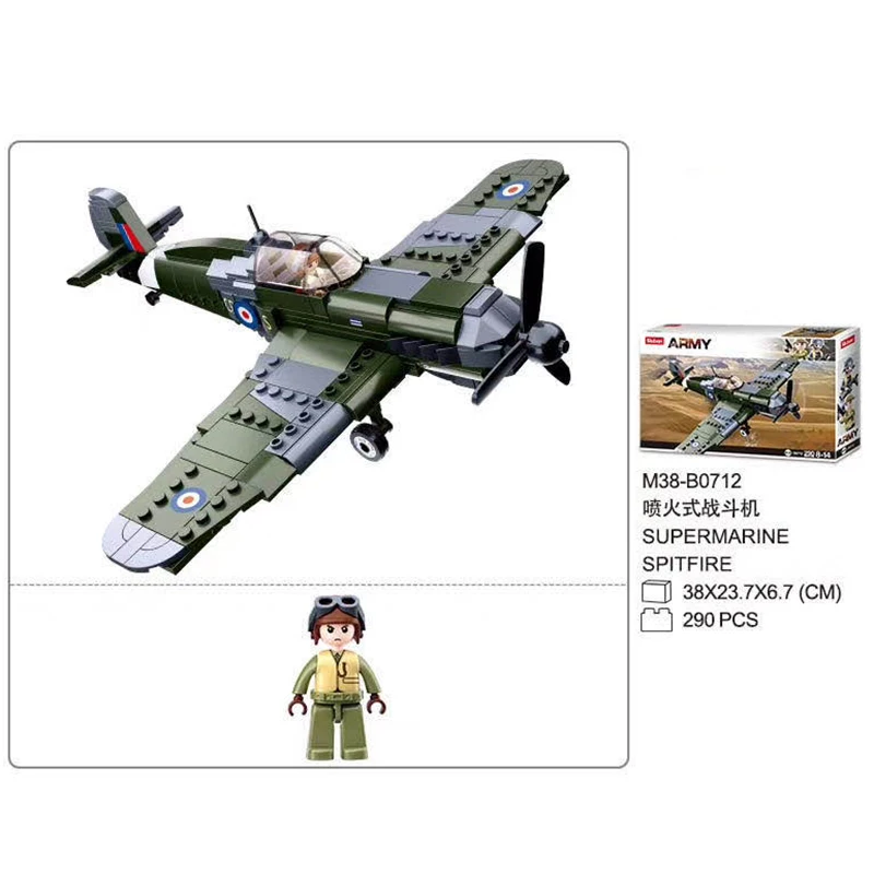 

Supermarine Spitefire Model Building Kits 3D Blocks Plain Educational Hobbies for Child Bricks DIY Toys