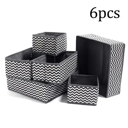 

6pcs/set Foldable Storage Bag Clothes Storage Box Bra Underwear Organizer Non-woven Fabric Wardrobe Organizer For Underwear Sock