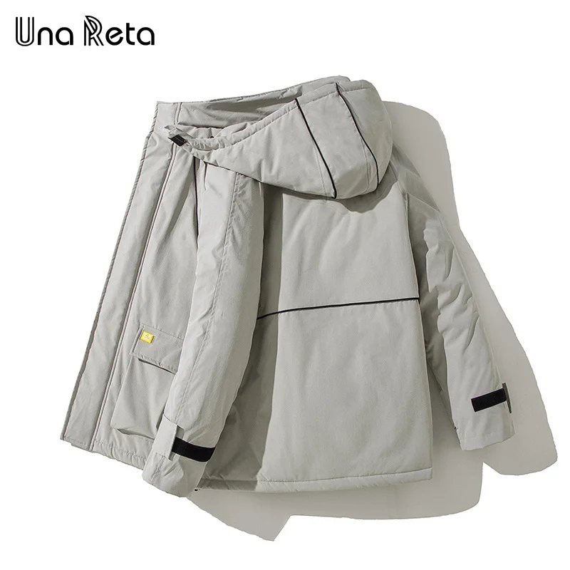 Una Reta пальто куртка мужская зимняя новая однотонная куртка с капюшоном в стиле хип-хоп Уличная теплая парка пальто на молнии свободные мужские парки больших размеров
