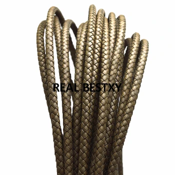 

5m/lot approx: 5mm Antique Genuine Braided Leather Cord Round Leather Thread Rope For DIY Necklace Bracelet Jewelry Making