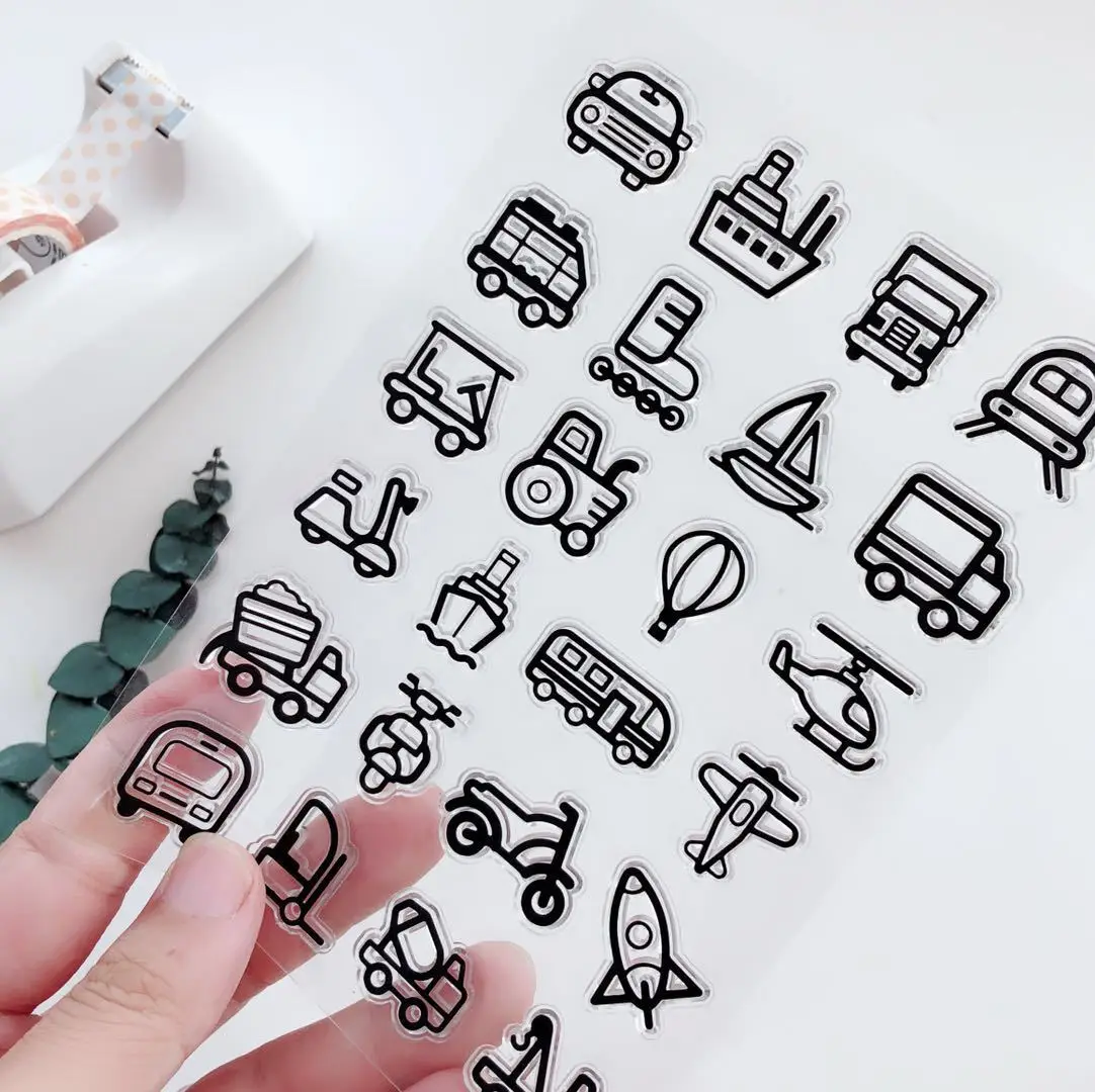 

Vehicle Transportation Clear Stamps Perpetual Calendar Scrapbook Card Album Paper Craft Handmade Silicon Rubber Roller Transpare