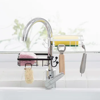 

Hanging Storage Rack Sponge Soap Drainer Shelf Bathroom Kitchen Organizer and Storage Faucet Clip Holder kitchen Accessories
