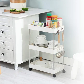 

Movable 3/4 Tier Storage Organizer Rack Kitchen Bathroom Shelf Metal Rolling Trolley Cart Basket Stand Wheels Save Space Holder