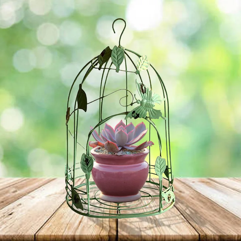 

Distressed Green Leaves Portable Birdcage Nest Hamster Breeding Nest Box Easy Cleaning Random Metal Cage Hanging Carrier