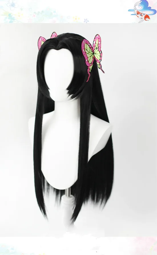 Kochou Kanae Demon Slayer Kimetsu No Yaiba, парик для косплея, прямые синтетические волосы для взрослых, головной убор на Хэллоуин+ Бесплатный парик, шапка