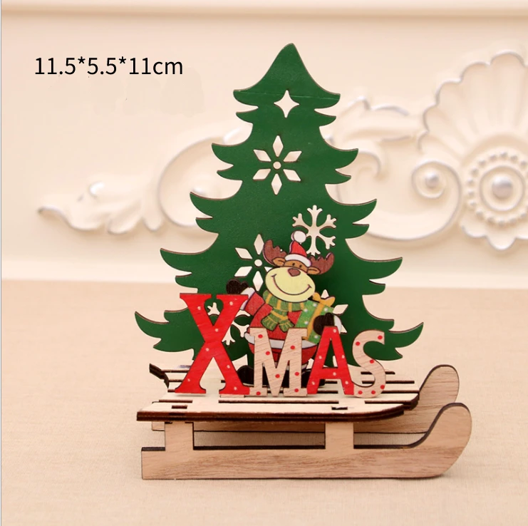 Санта-Клаус, олень, новогодняя натуральная Деревянная Рождественская елка, украшения, Подвесные Подарки, Рождественский Декор для дома, вечерние украшения - Цвет: Multi