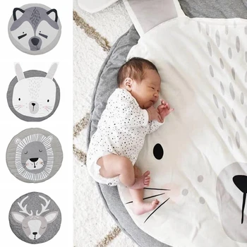 

90CM Kids Play Mats Round Carpet Rugs Mat Cotton Swan Crawling Blanket Floor Carpet For Kids Room Decoration Baby Gifts