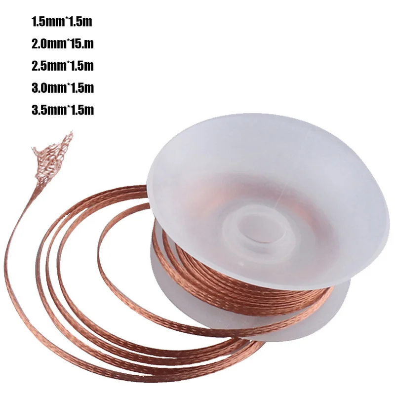1.5mm 2mm 2.5mm 3mm 3.5mm width 1.5M length desoldering braid welding solder remover wick wire lead cord flux BGA repair tool desoldering braid solder remover soldering repair tool