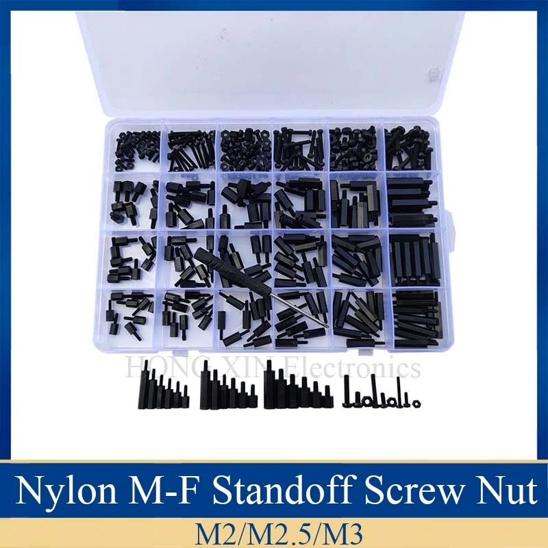 360Pcs Standoff Set Single Head Hex Standoff M3 Nylon 1-Way Screw Nut for Electronic Component 