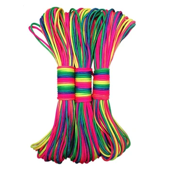 

101Ft Paracord Rope Rainbow Color Parachute Cord Outdoor Nylon Rope